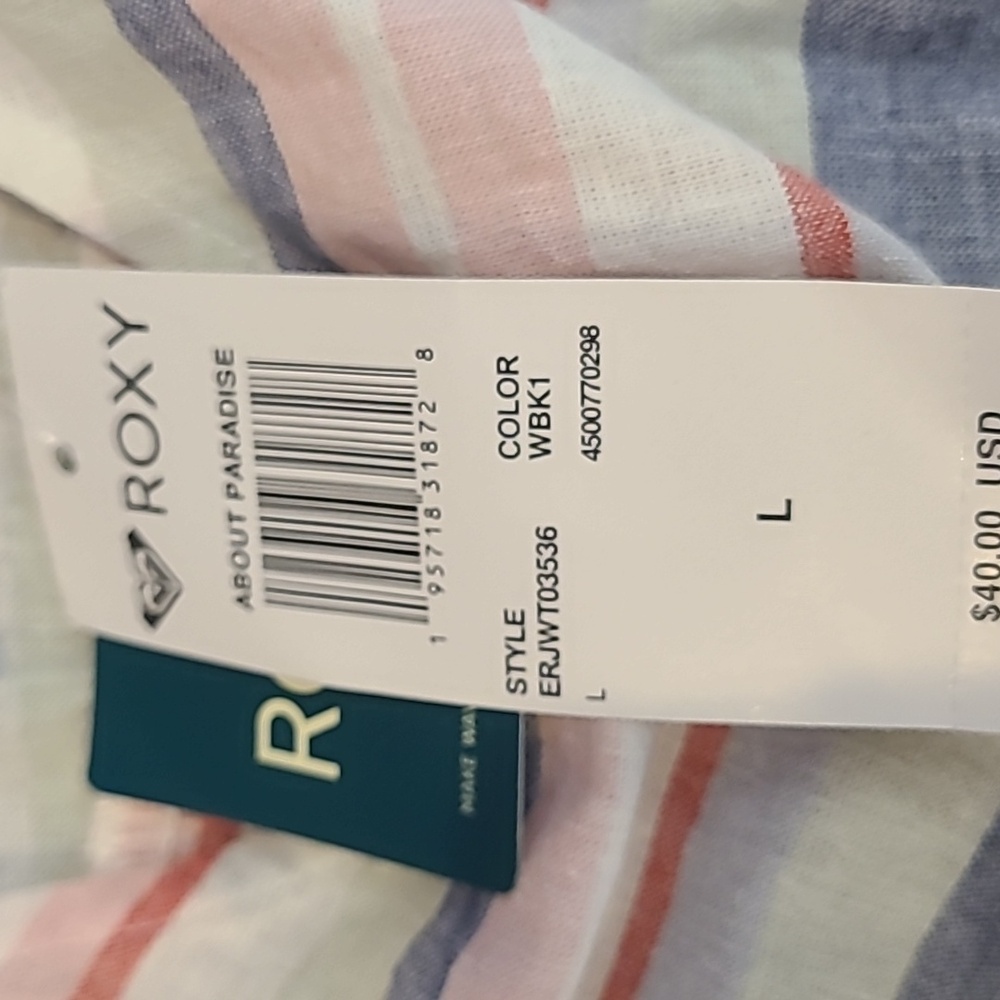 Roxy About Paradise Striped Tank Top New With Tags Large - Picture 3 of 5